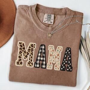 Mama Shirt, Trendy Mama T Shirt, Leopard Checkered Floral Mom Tee
